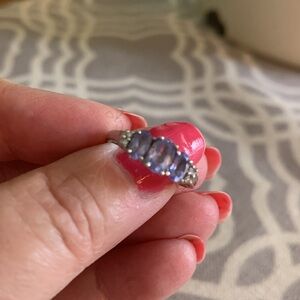 Tanzanite 3 stone ring!! 10k white gold Size 5